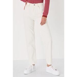 Free People The Pacifica High Rise Slim Straight Leg Jeans Ivory Size 30 NWT